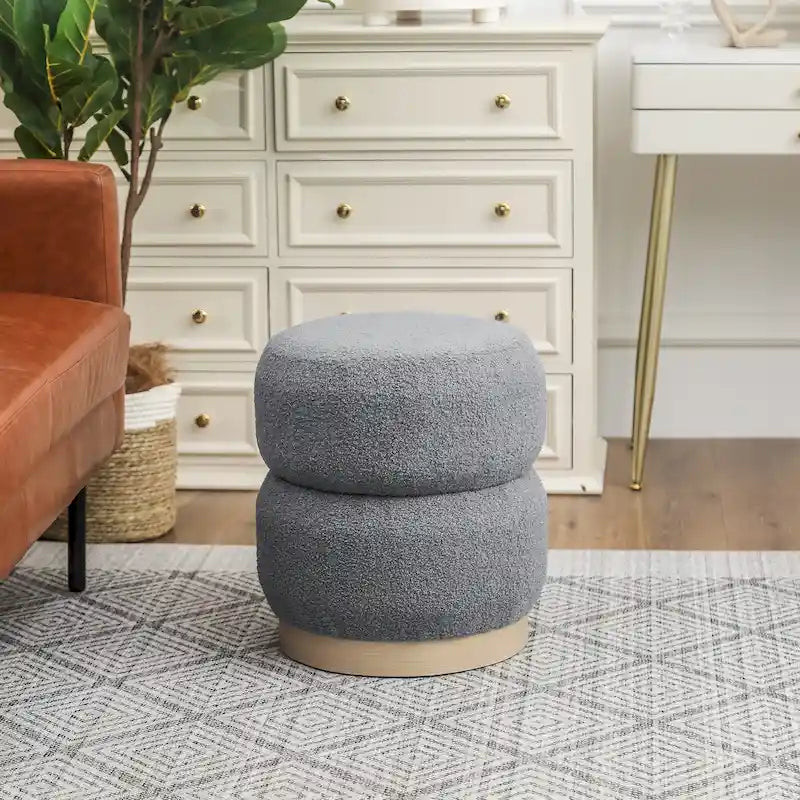 Teddy Round Upholstered Ottoman Stool