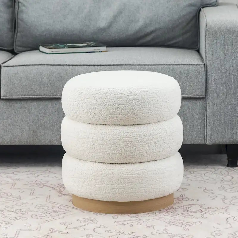 Teddy Round Upholstered Ottoman Stool