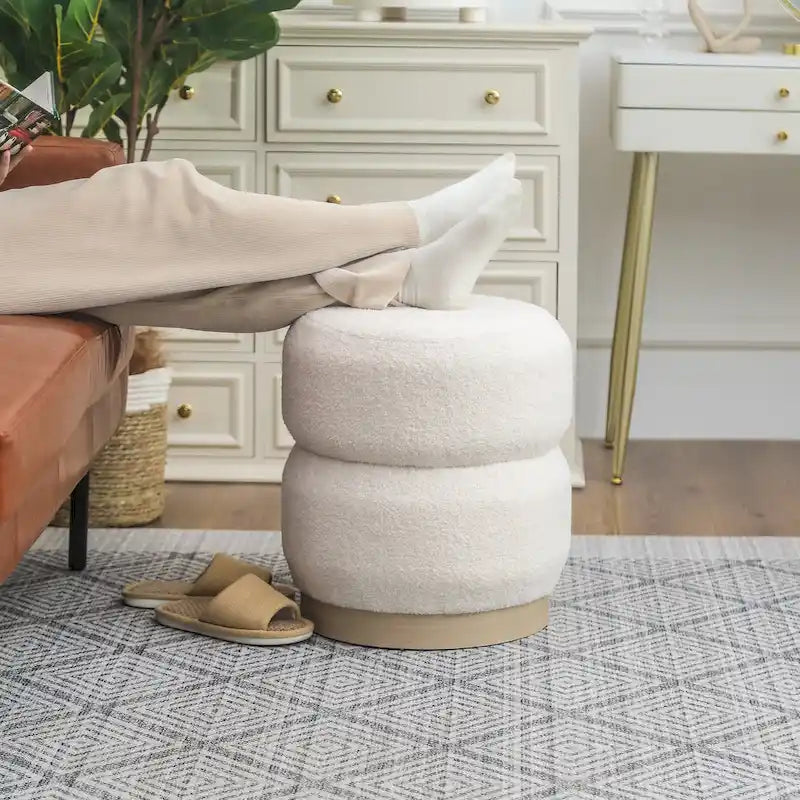 Teddy Round Upholstered Ottoman Stool