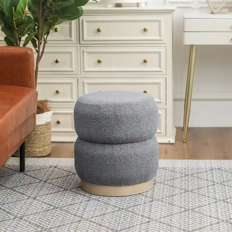 Teddy Round Upholstered Ottoman Stool