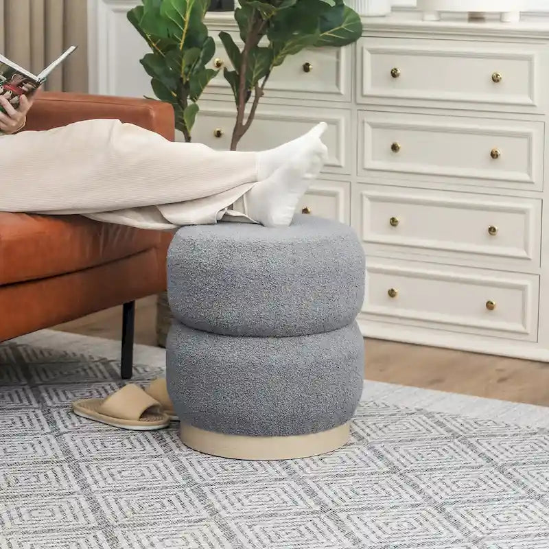 Teddy Round Upholstered Ottoman Stool