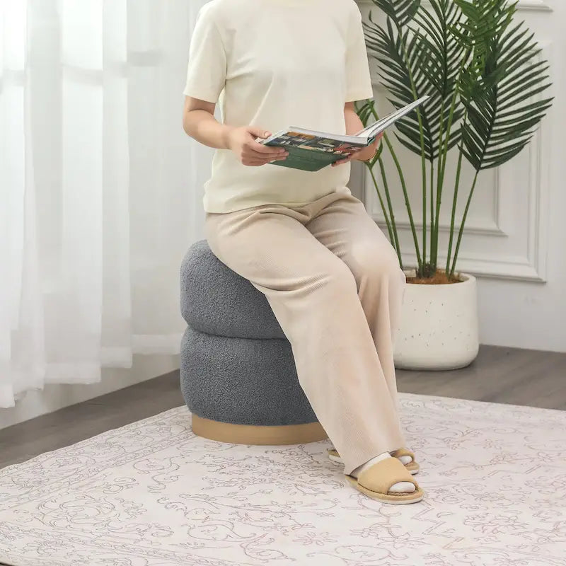 Teddy Round Upholstered Ottoman Stool