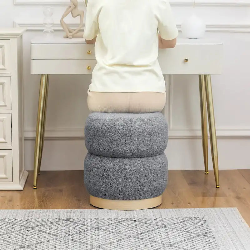 Teddy Round Upholstered Ottoman Stool
