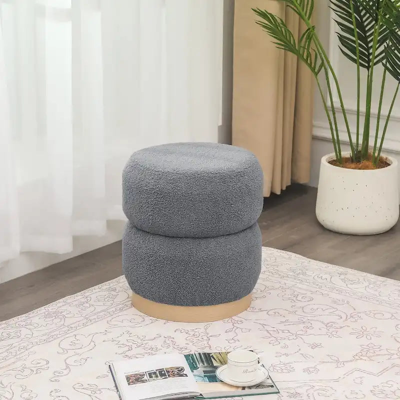 Teddy Round Upholstered Ottoman Stool