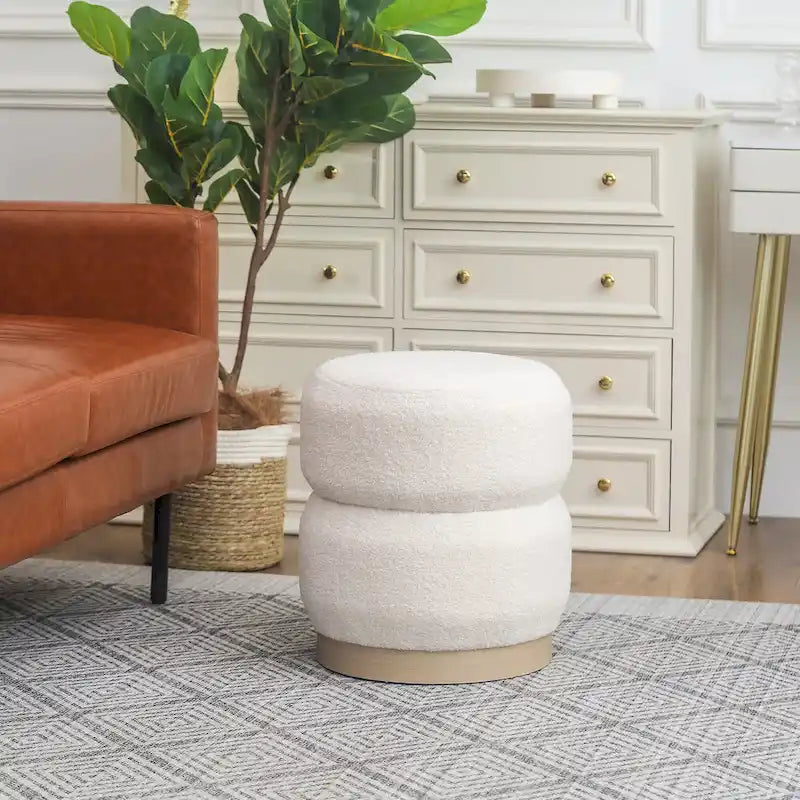 Teddy Round Upholstered Ottoman Stool