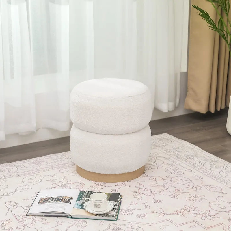 Teddy Round Upholstered Ottoman Stool
