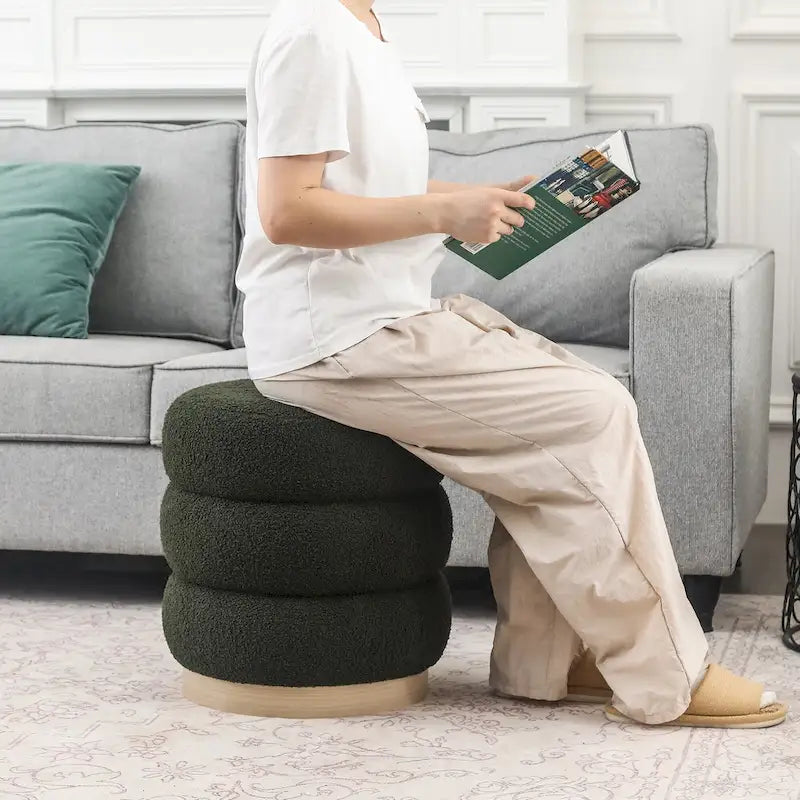 Teddy Round Upholstered Ottoman Stool