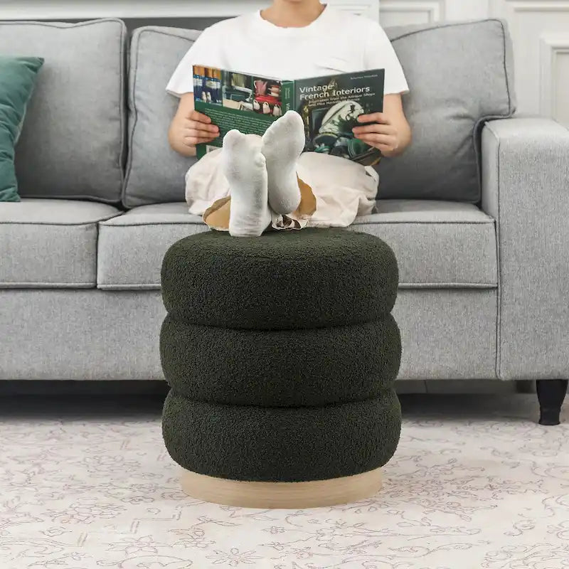 Teddy Round Upholstered Ottoman Stool
