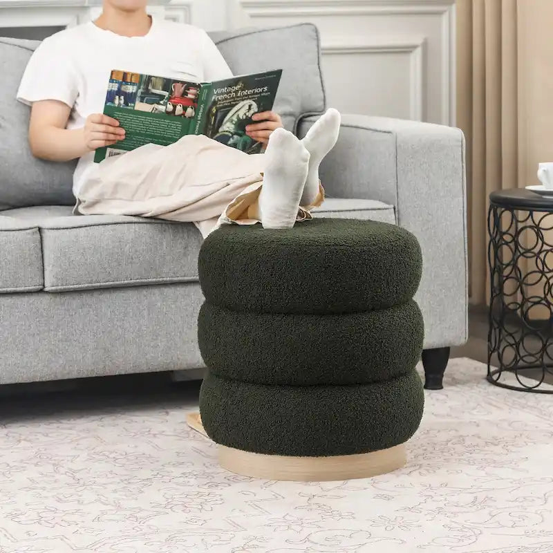 Teddy Round Upholstered Ottoman Stool