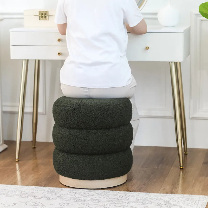 Teddy Round Upholstered Ottoman Stool