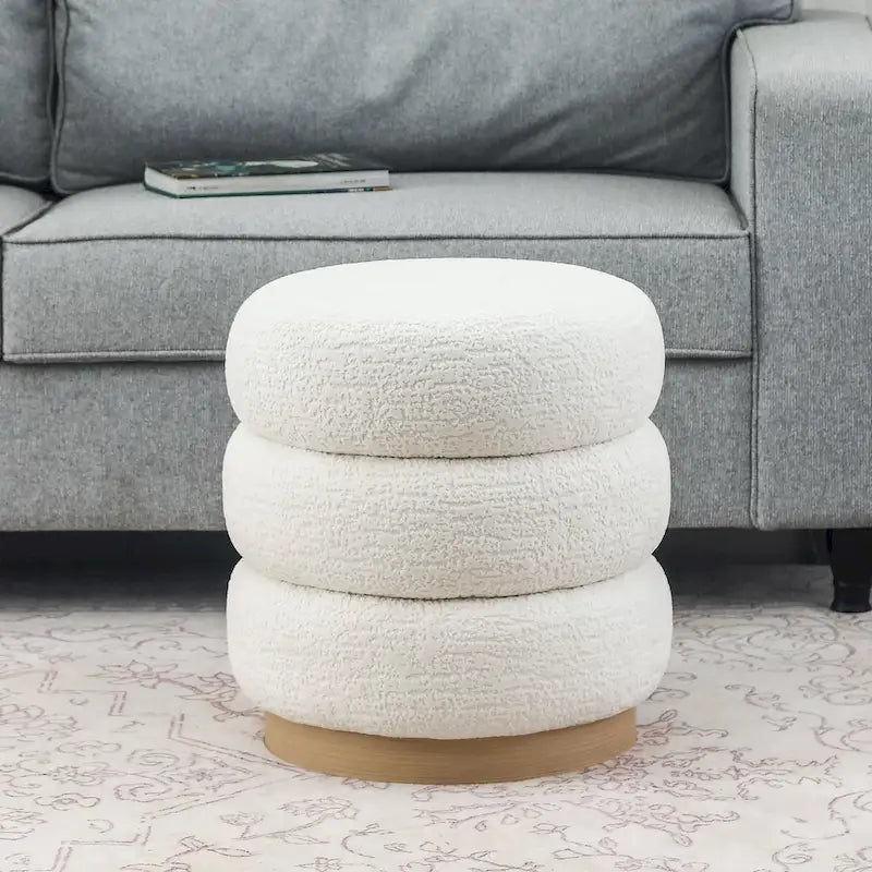 Teddy Round Upholstered Ottoman Stool
