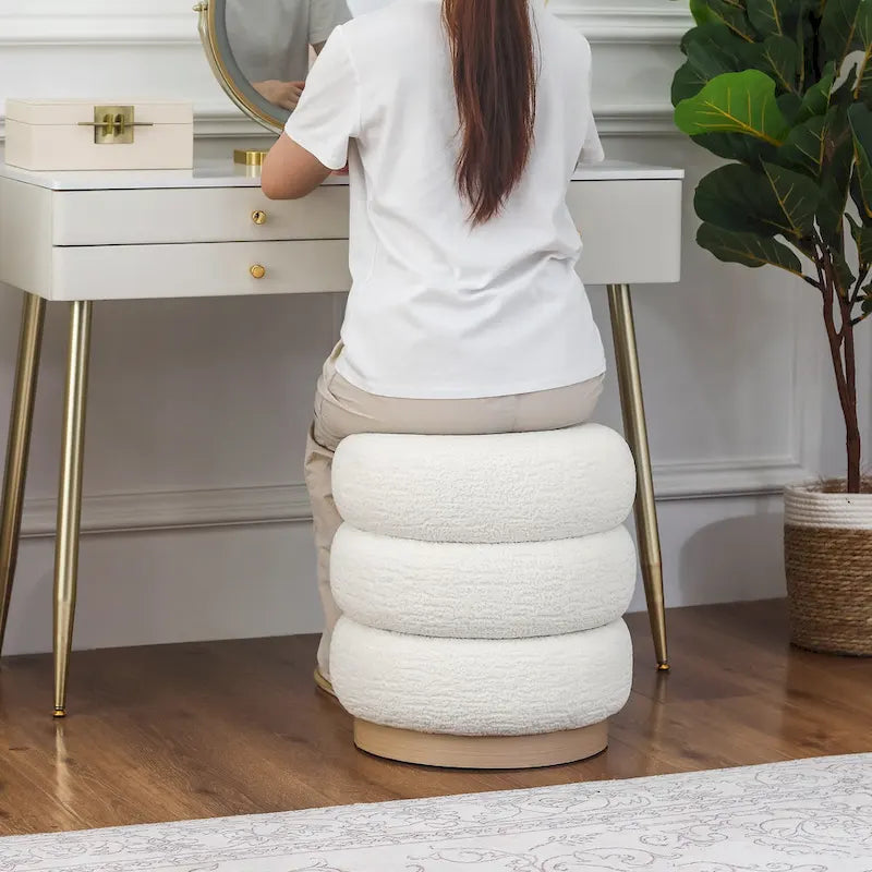 Teddy Round Upholstered Ottoman Stool