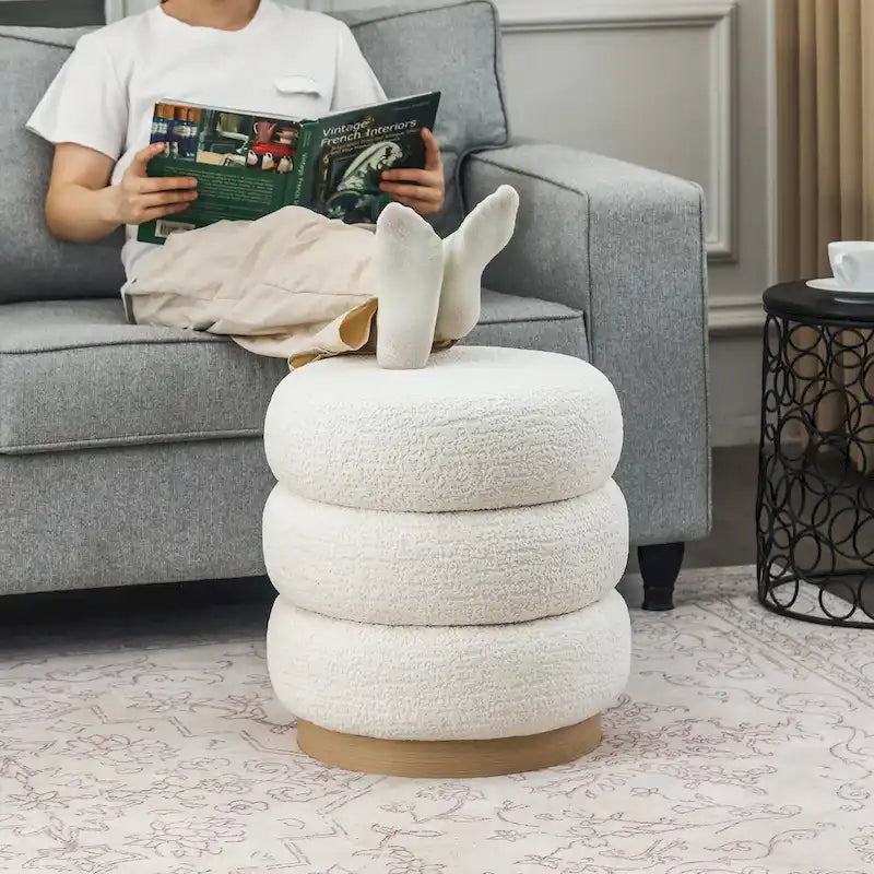 Teddy Round Upholstered Ottoman Stool