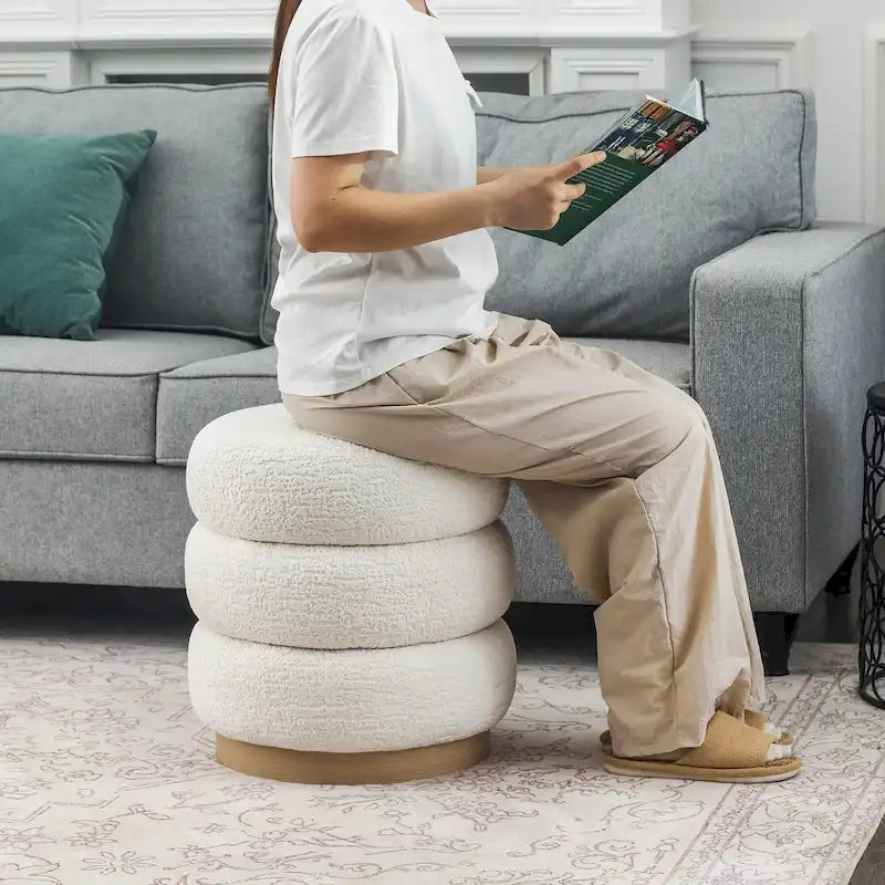Teddy Round Upholstered Ottoman Stool