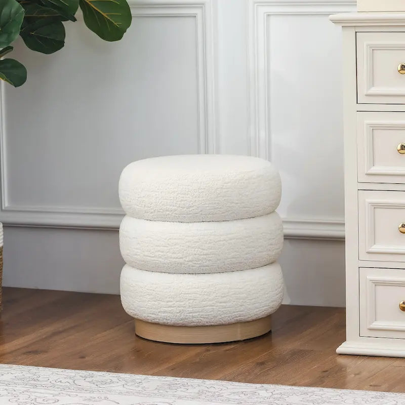 Teddy Round Upholstered Ottoman Stool