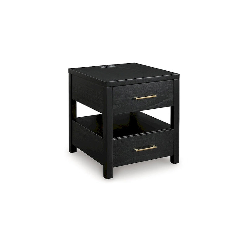 Black End Table with USB Charging Ports - 22W x 24D x 24H
