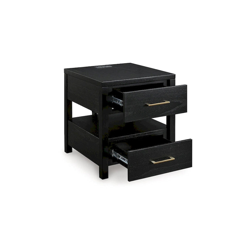 Black End Table with USB Charging Ports - 22W x 24D x 24H