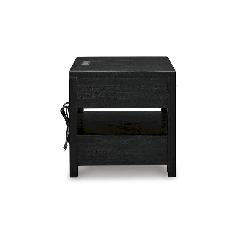 Black End Table with USB Charging Ports - 22W x 24D x 24H