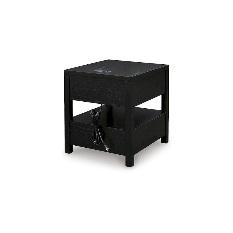 Black End Table with USB Charging Ports - 22W x 24D x 24H