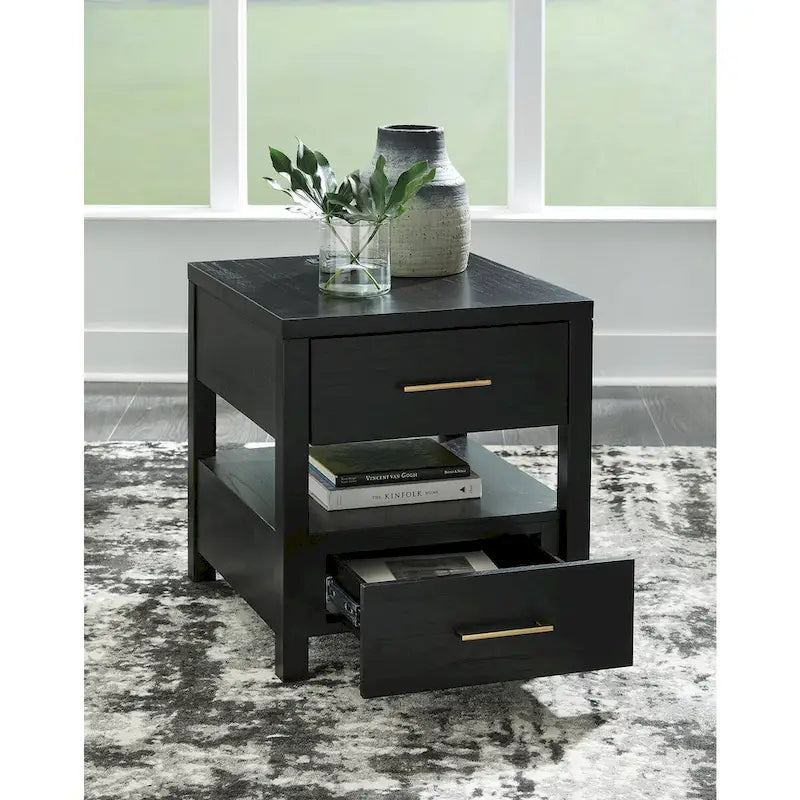 Black End Table with USB Charging Ports - 22W x 24D x 24H