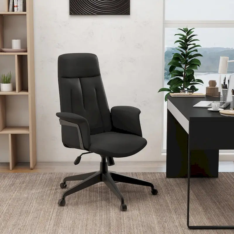 Leather Office Computer Chair Adjustable Height Swivel Desk Chair with Lumbar Support