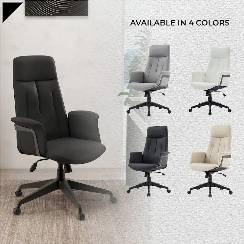 Leather Office Computer Chair Adjustable Height Swivel Desk Chair with Lumbar Support