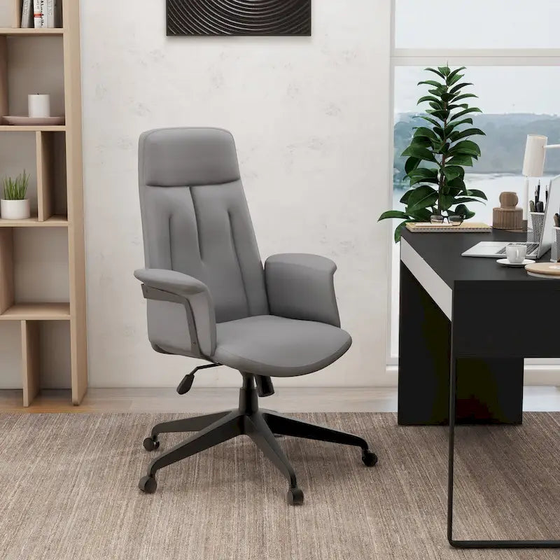 Leather Office Computer Chair Adjustable Height Swivel Desk Chair with Lumbar Support