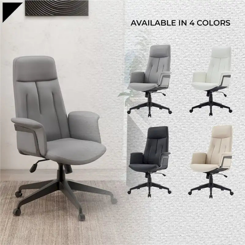 Leather Office Computer Chair Adjustable Height Swivel Desk Chair with Lumbar Support
