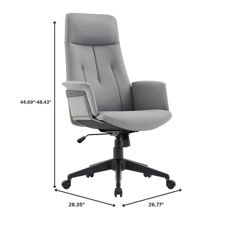 Leather Office Computer Chair Adjustable Height Swivel Desk Chair with Lumbar Support