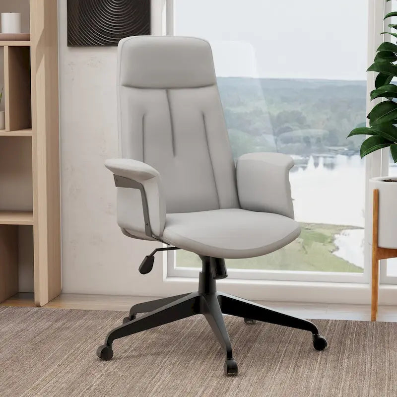 Leather Office Computer Chair Adjustable Height Swivel Desk Chair with Lumbar Support