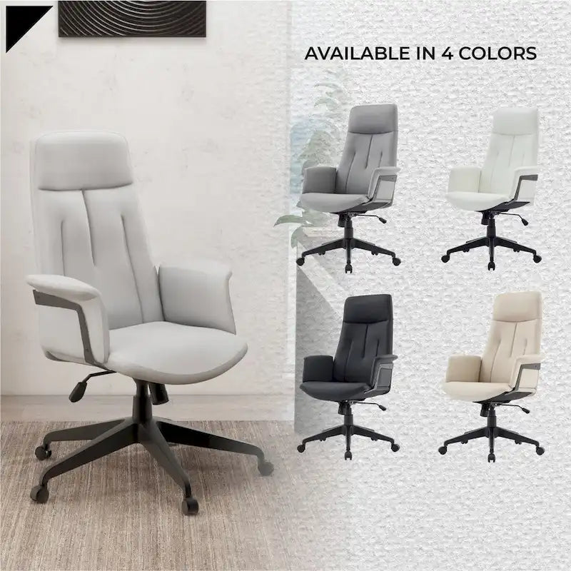 Leather Office Computer Chair Adjustable Height Swivel Desk Chair with Lumbar Support
