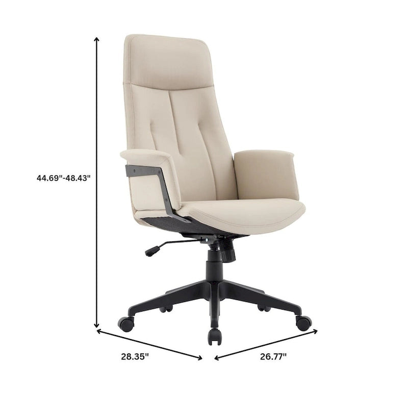Leather Office Computer Chair Adjustable Height Swivel Desk Chair with Lumbar Support